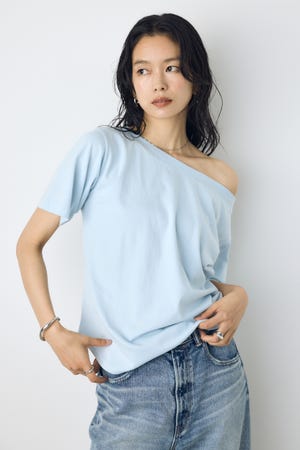 【接触冷感】ワンショルダーカットトップス