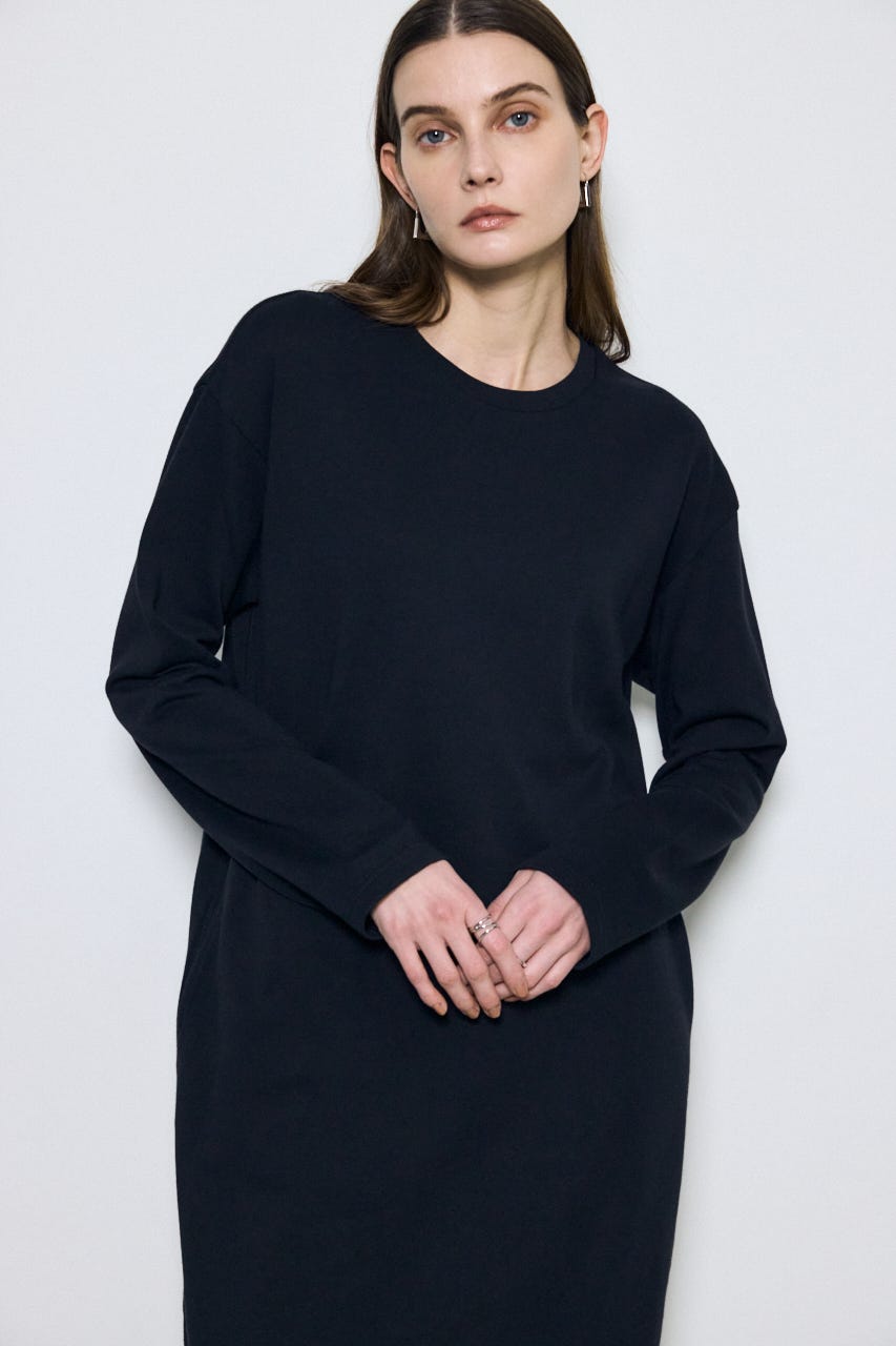 ロングスリーブストレートワンピース BLK S