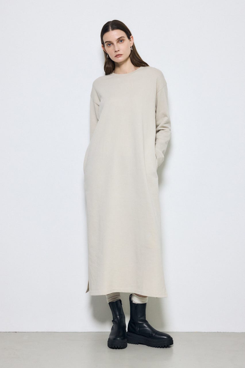 ロングスリーブストレートワンピース GREIGE M