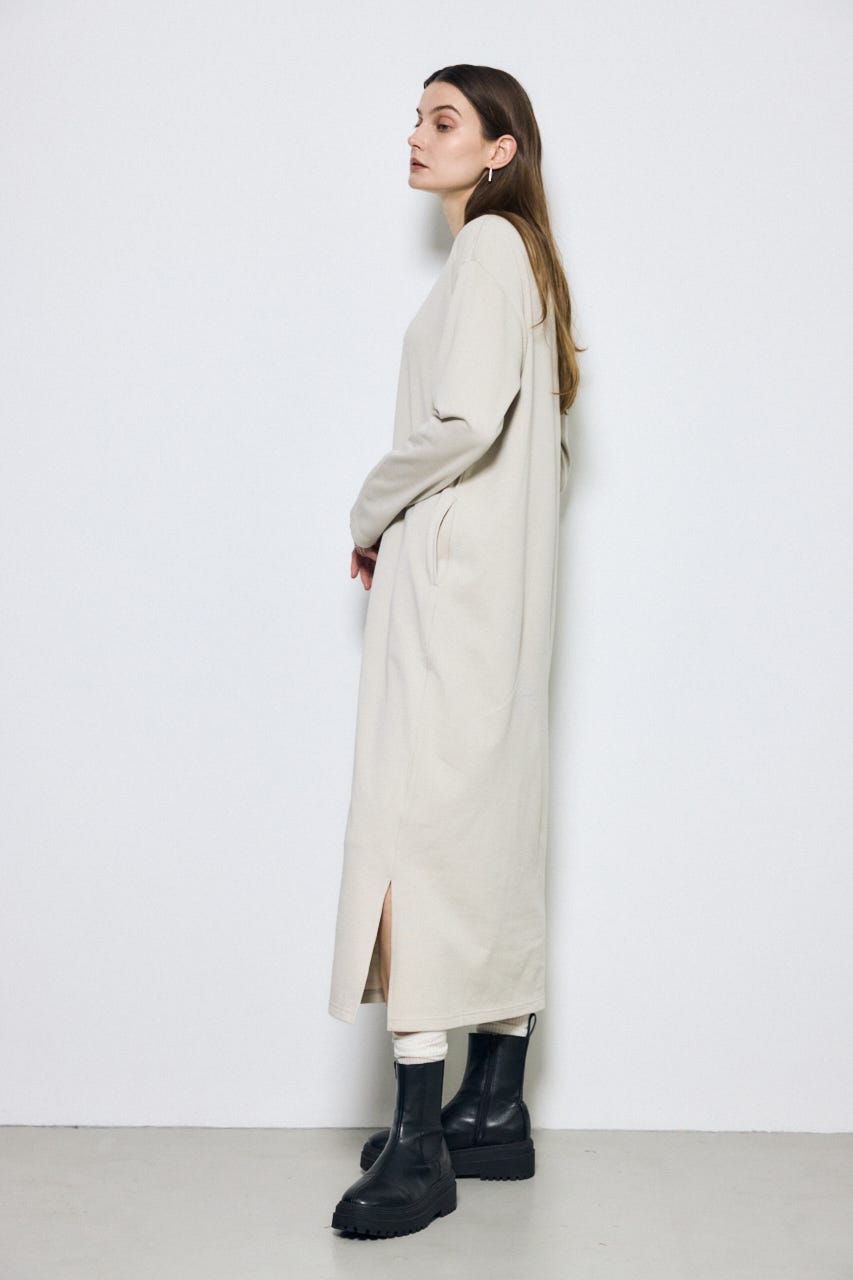 ロングスリーブストレートワンピース GREIGE M