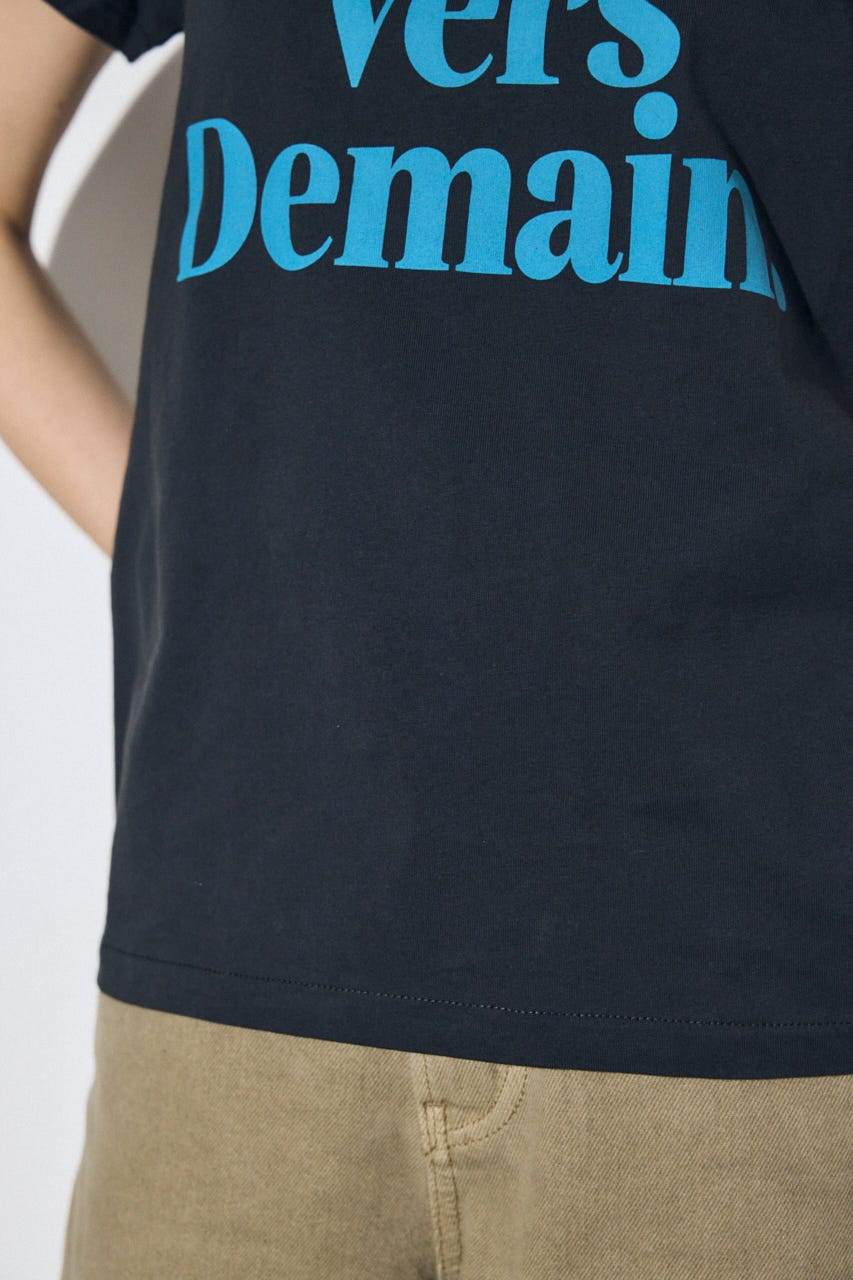 【SS先行アイテム】メッセージロゴ半袖Tシャツ L/BLK S