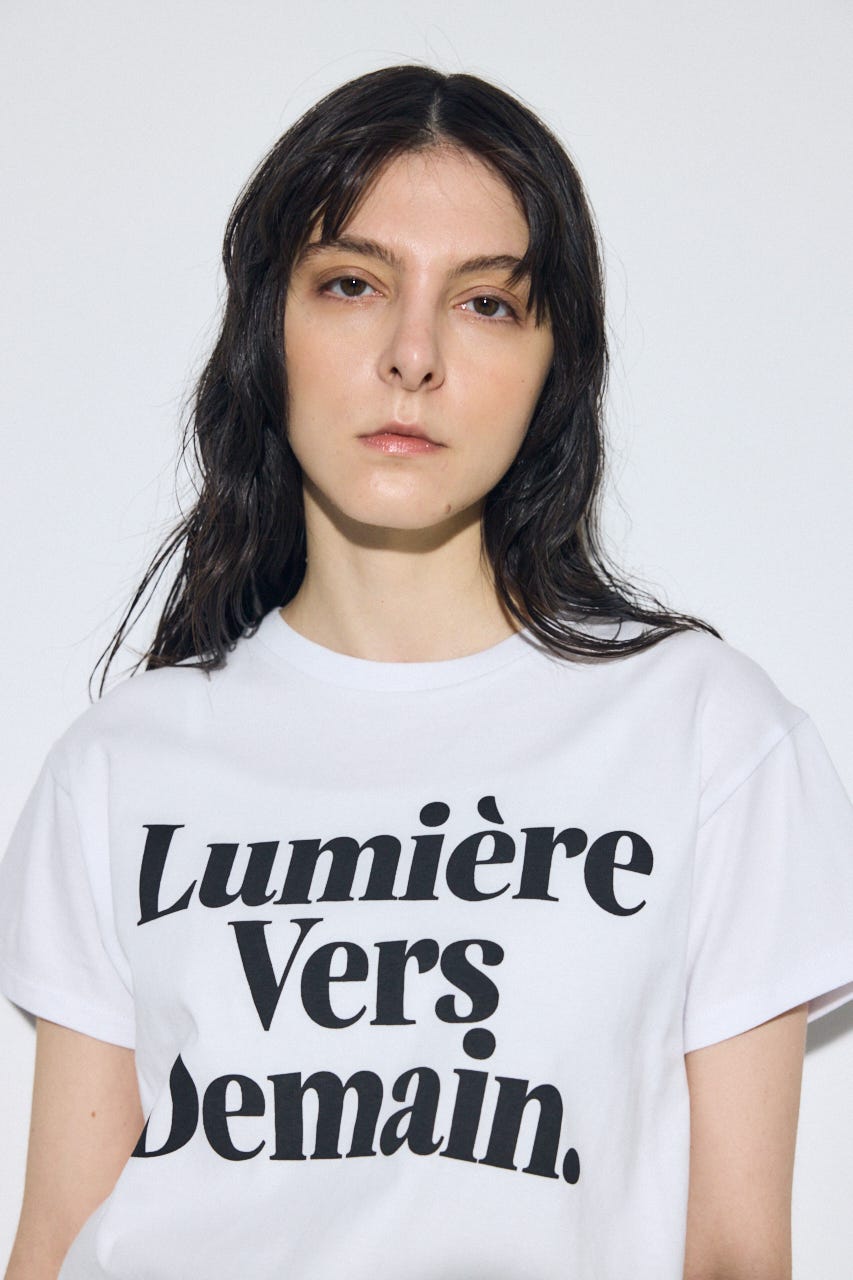 【SS先行アイテム】メッセージロゴ半袖Tシャツ O/WHT M