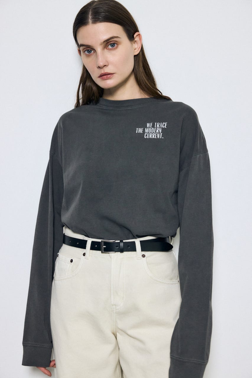 ワンポイントロゴロングTシャツ L/BLK S