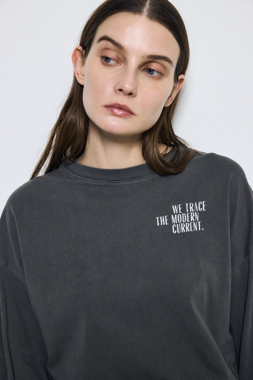 ワンポイントロゴロングTシャツ L/BLK S