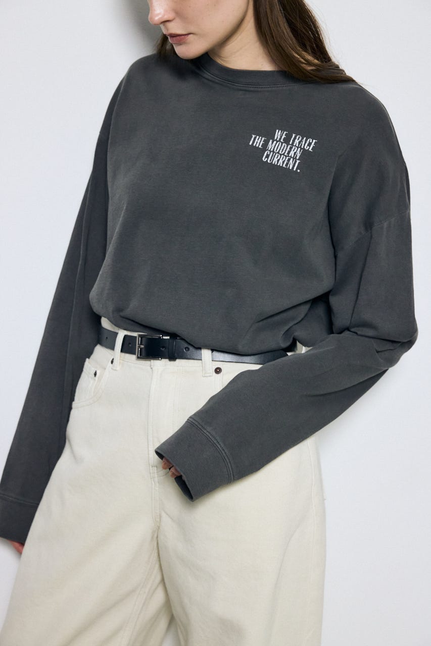 ワンポイントロゴロングTシャツ L/BLK S