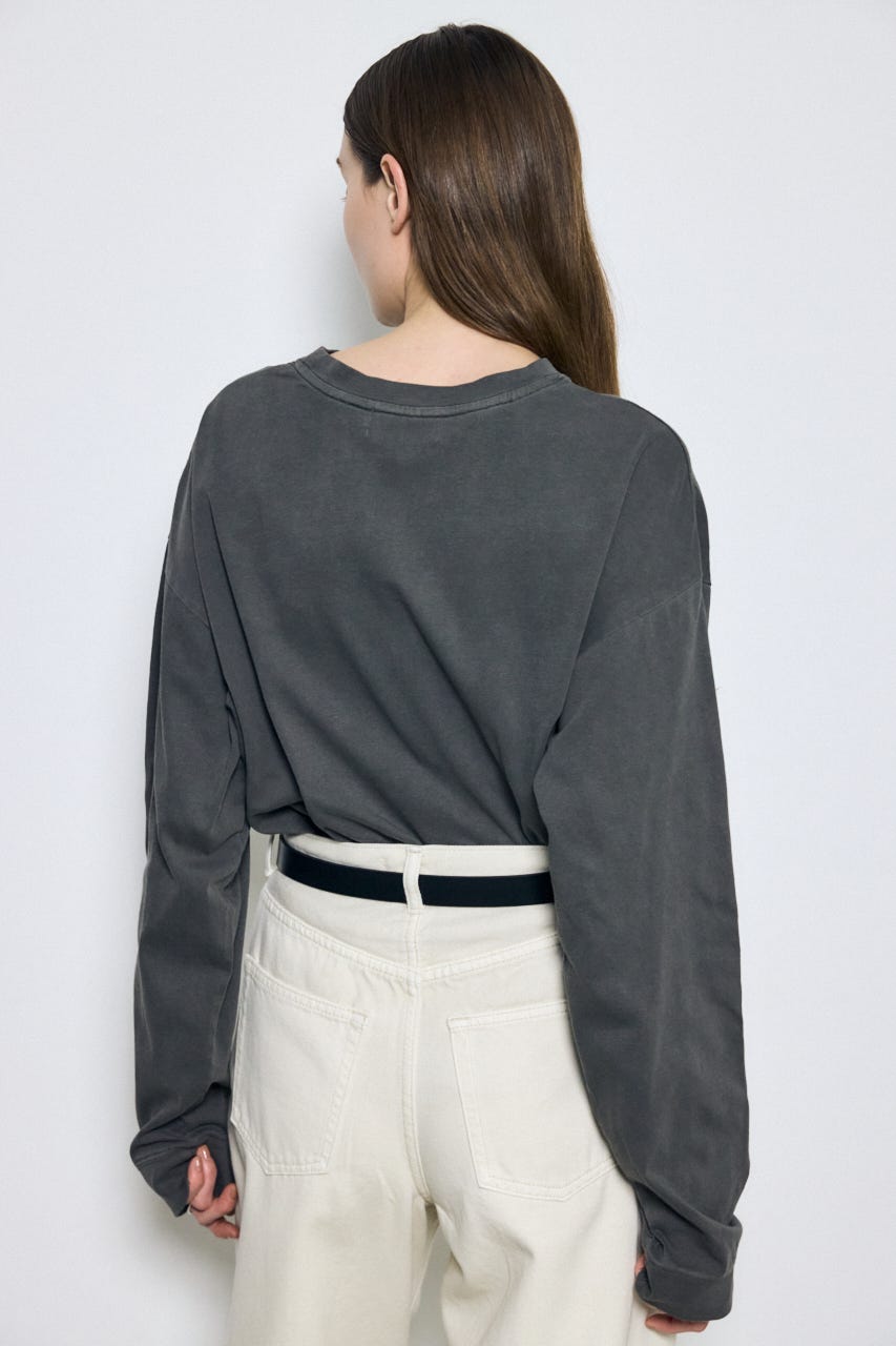 ワンポイントロゴロングTシャツ L/BLK S