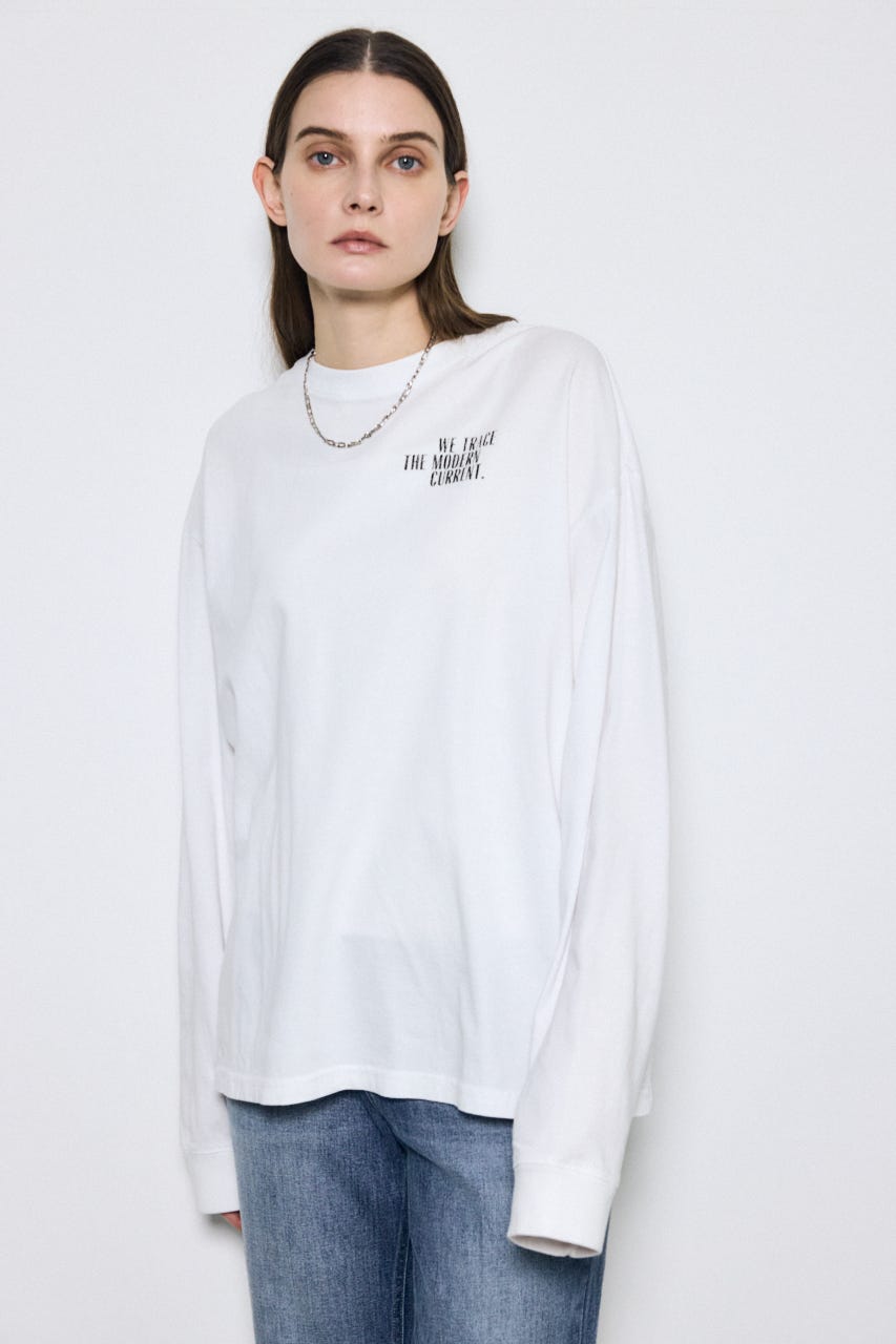 ワンポイントロゴロングTシャツ O/WHT M
