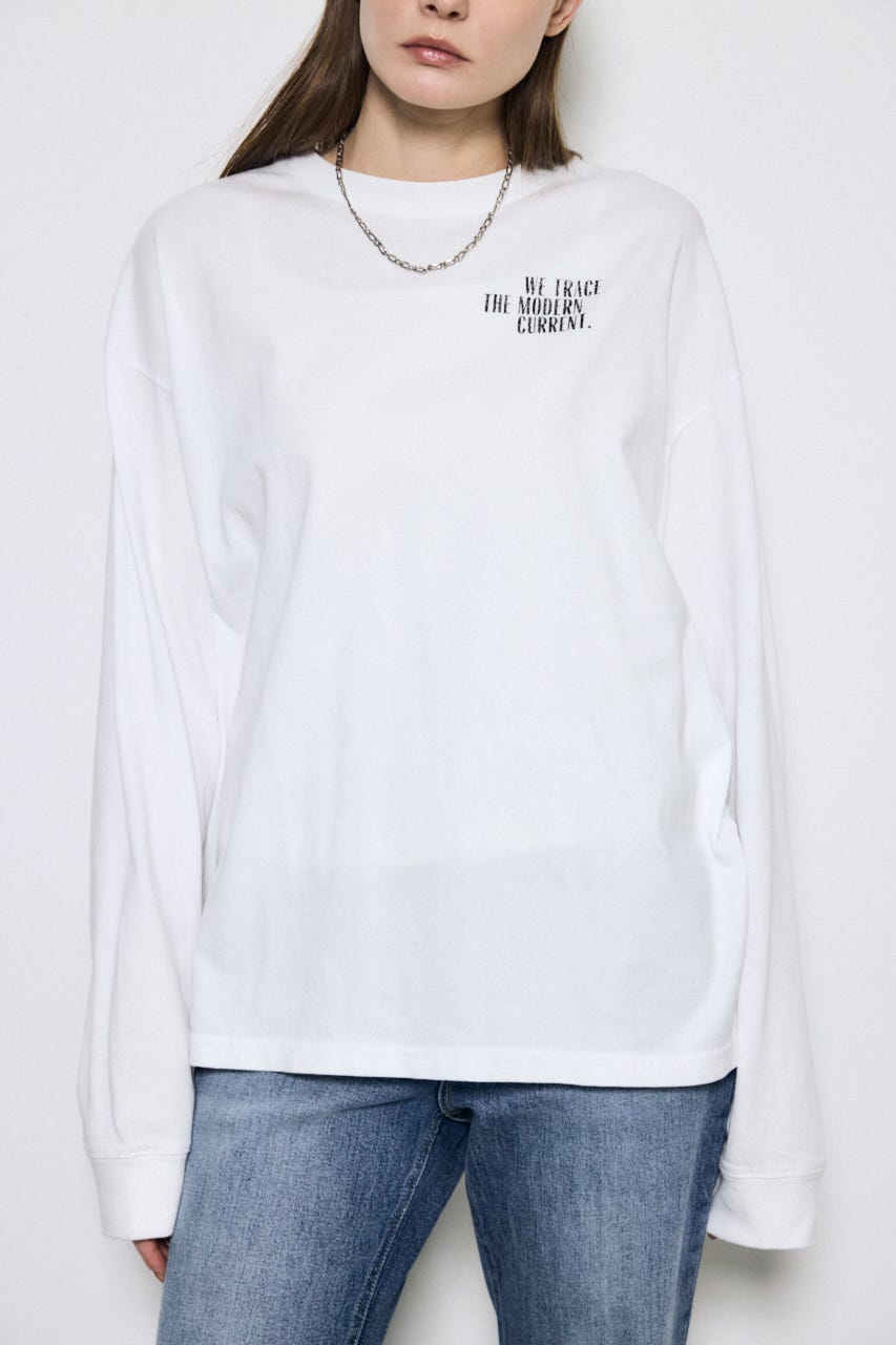 ワンポイントロゴロングTシャツ O/WHT M
