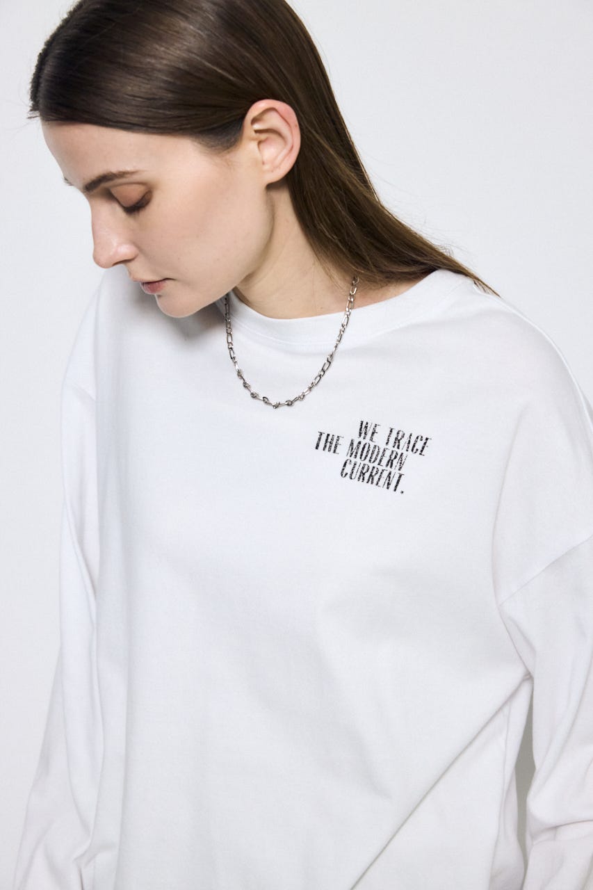 ワンポイントロゴロングTシャツ O/WHT M