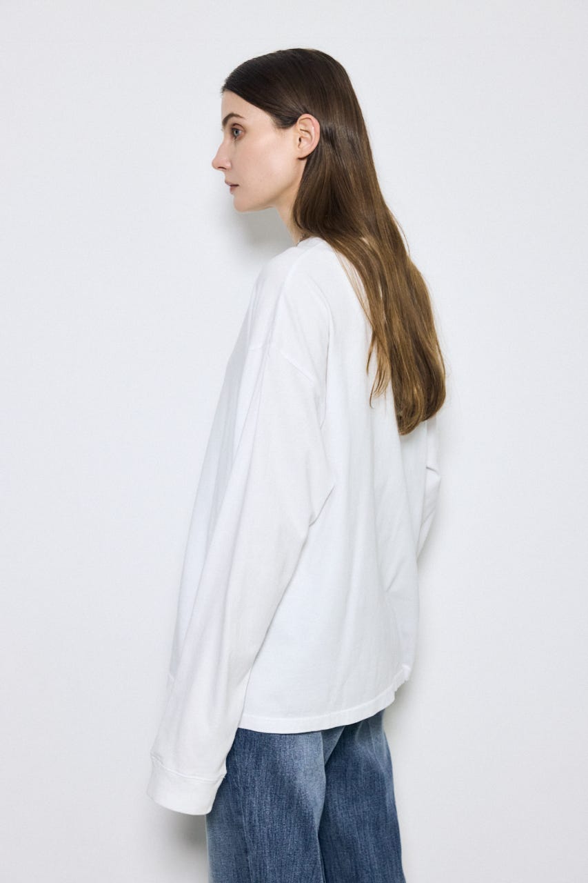 ワンポイントロゴロングTシャツ O/WHT M