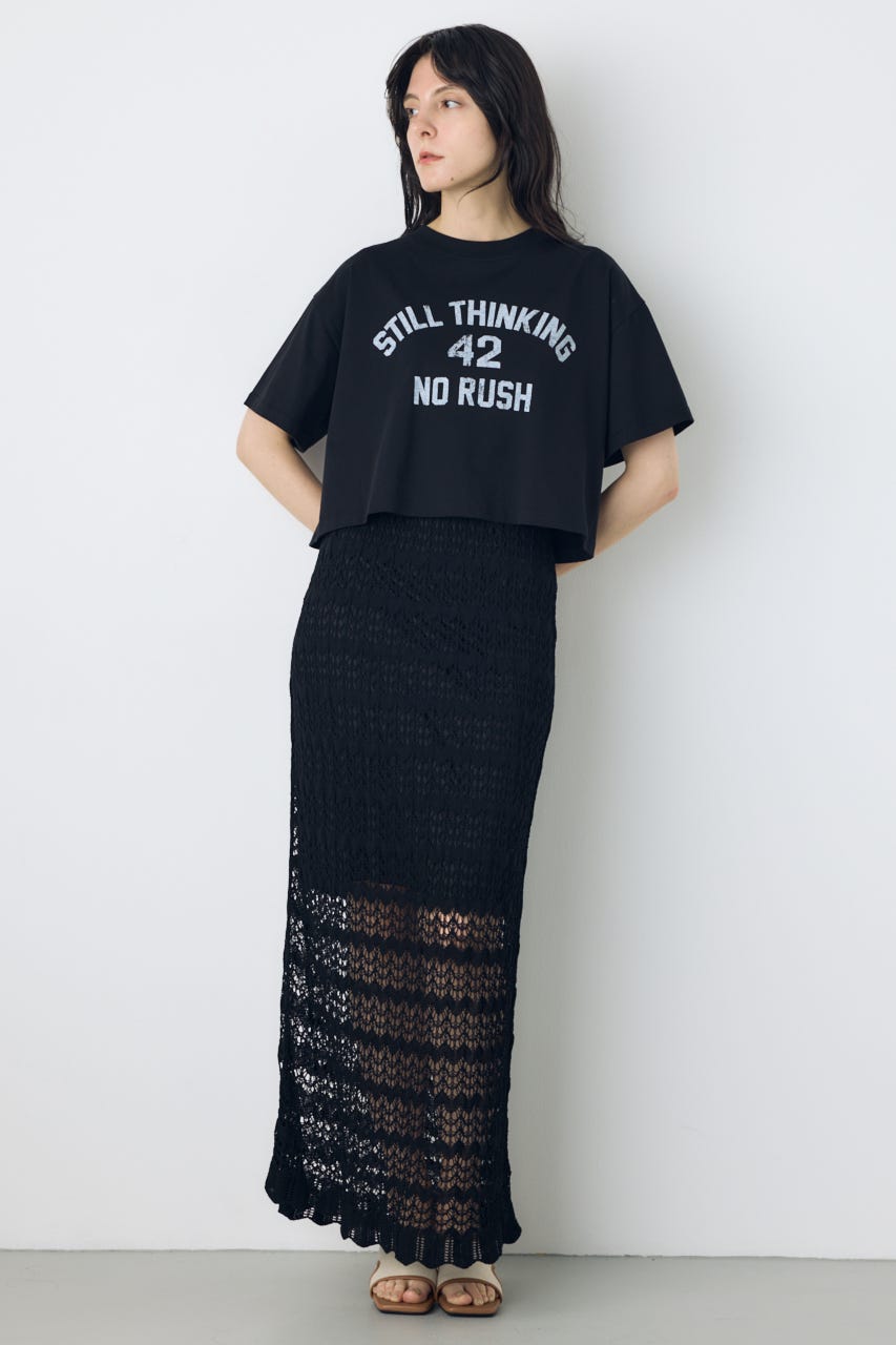 カスレプリントTシャツ BLK S