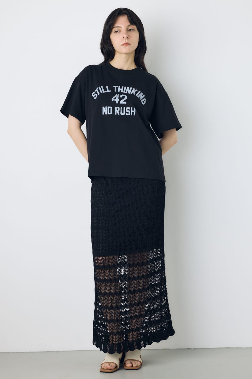 カスレプリントTシャツ BLK S