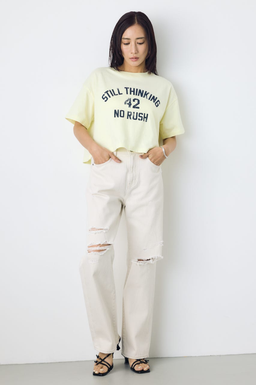 カスレプリントTシャツ L/YEL M