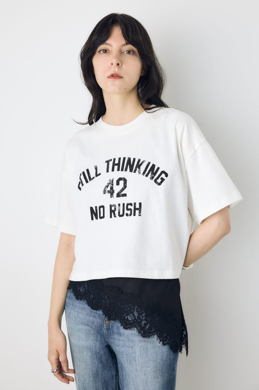 カスレプリントTシャツ WHT S