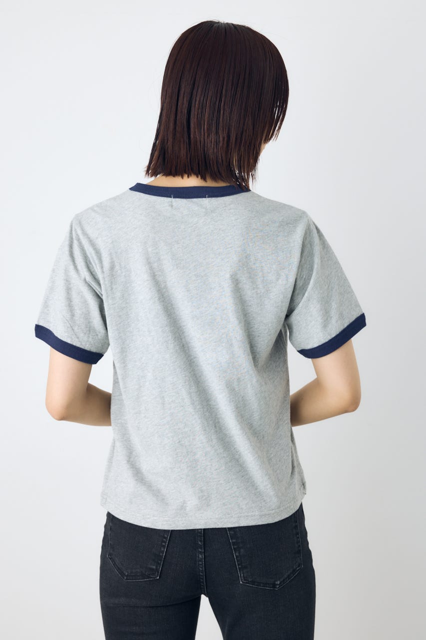 リンガーロゴプリントT T.GRY FREE