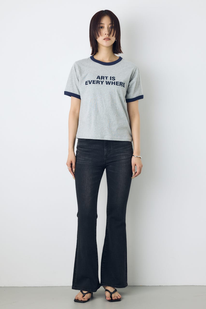リンガーロゴプリントT T.GRY FREE