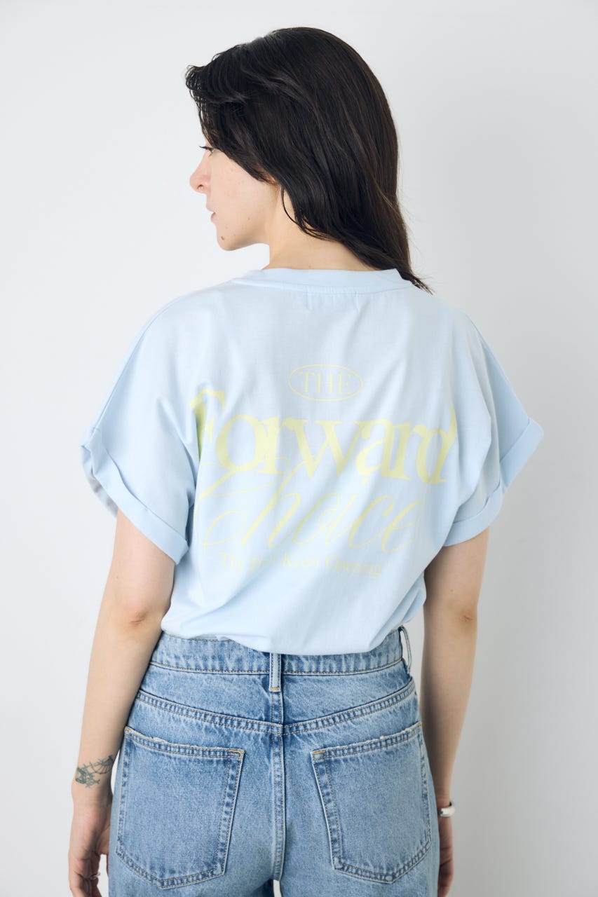 バックプリントTシャツ L/BLU M
