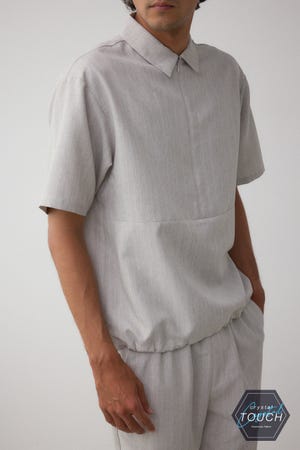 C/Tストライプハーフジップシャツ