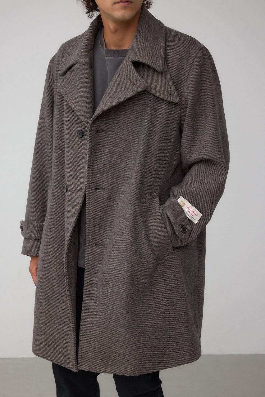 ウール混ステンカラーコート BRN L