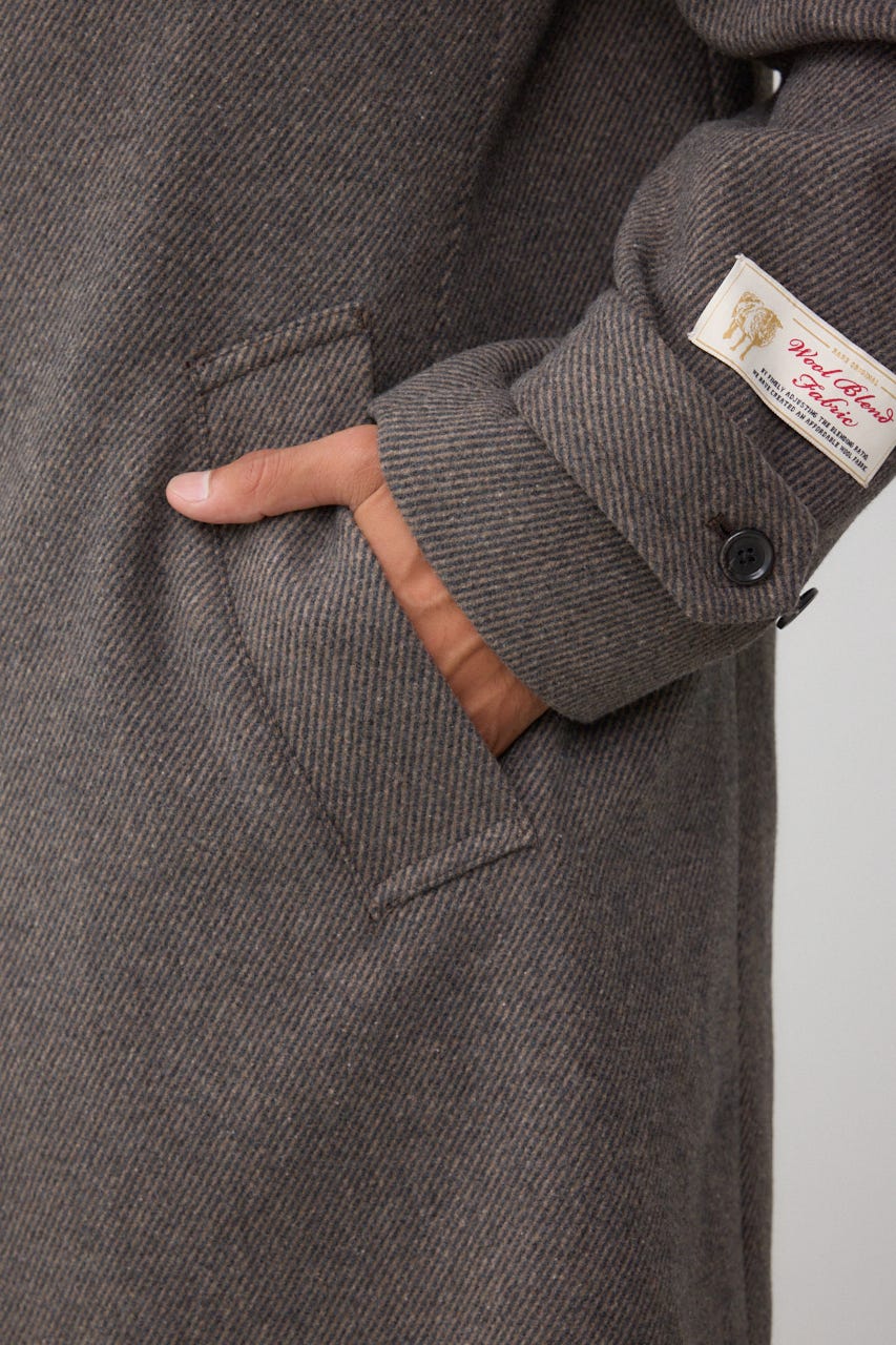 ウール混ステンカラーコート BRN L