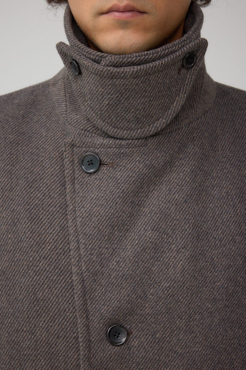 ウール混ステンカラーコート BRN L