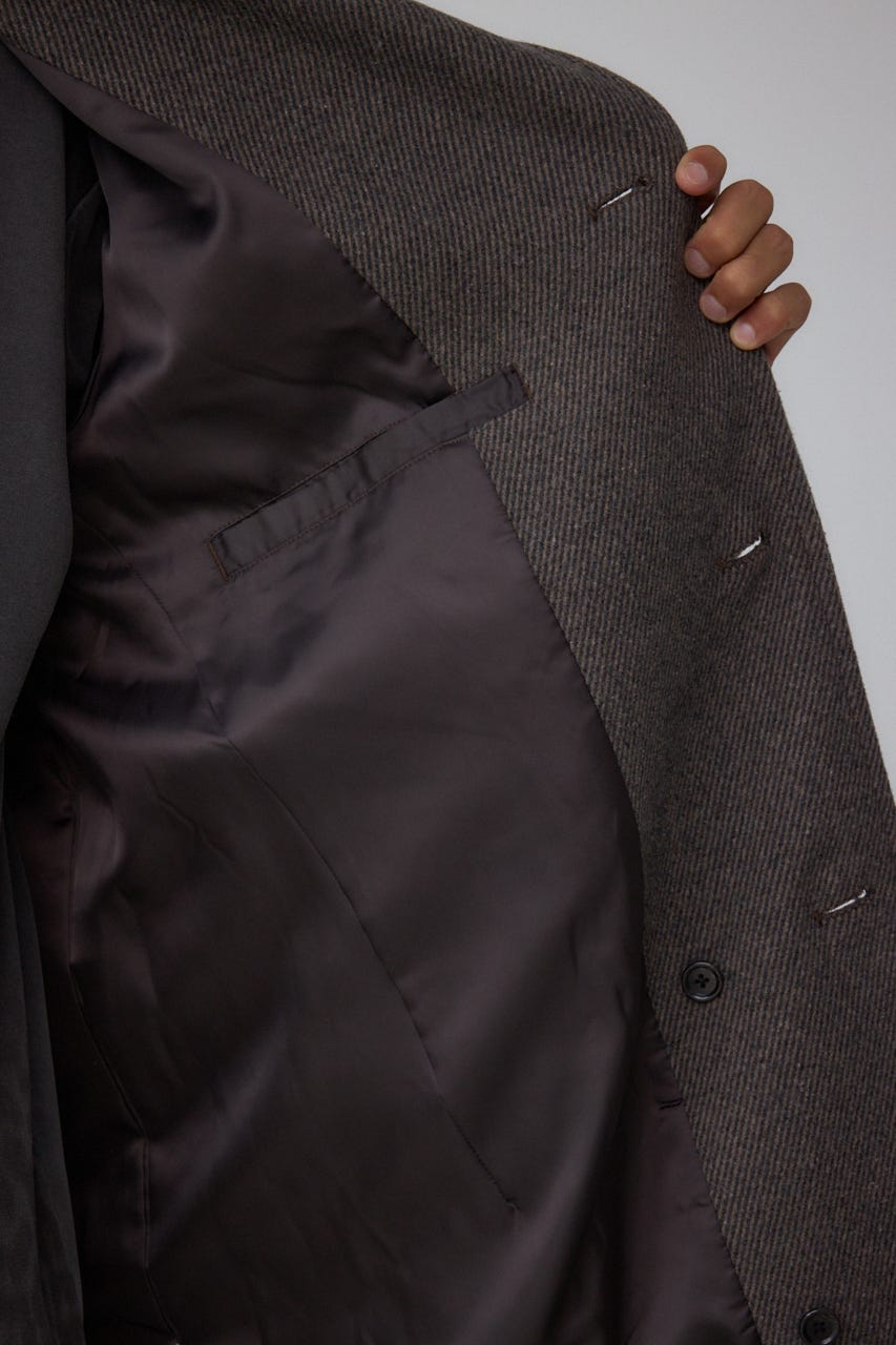 ウール混ステンカラーコート BRN L