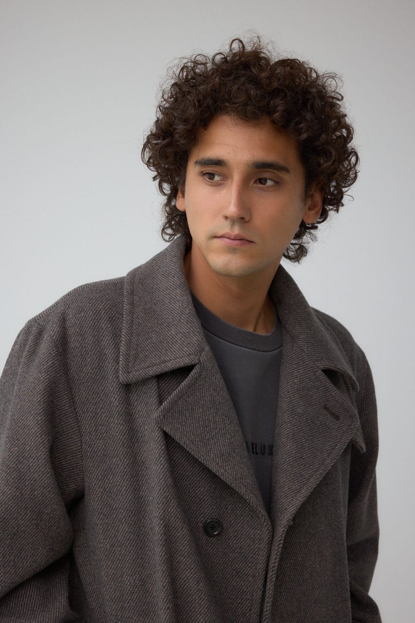 青 ヘリンボーン コート サイズ38 セール】 【KING SIZE】【JAPAN TWEED with REAL SHETLAND