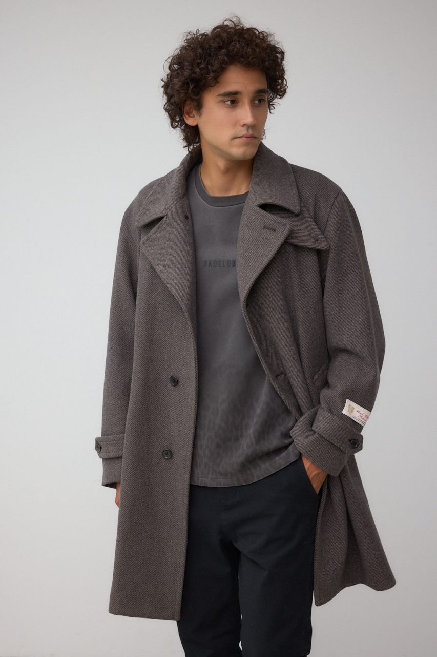 ウール混ステンカラーコート BRN L