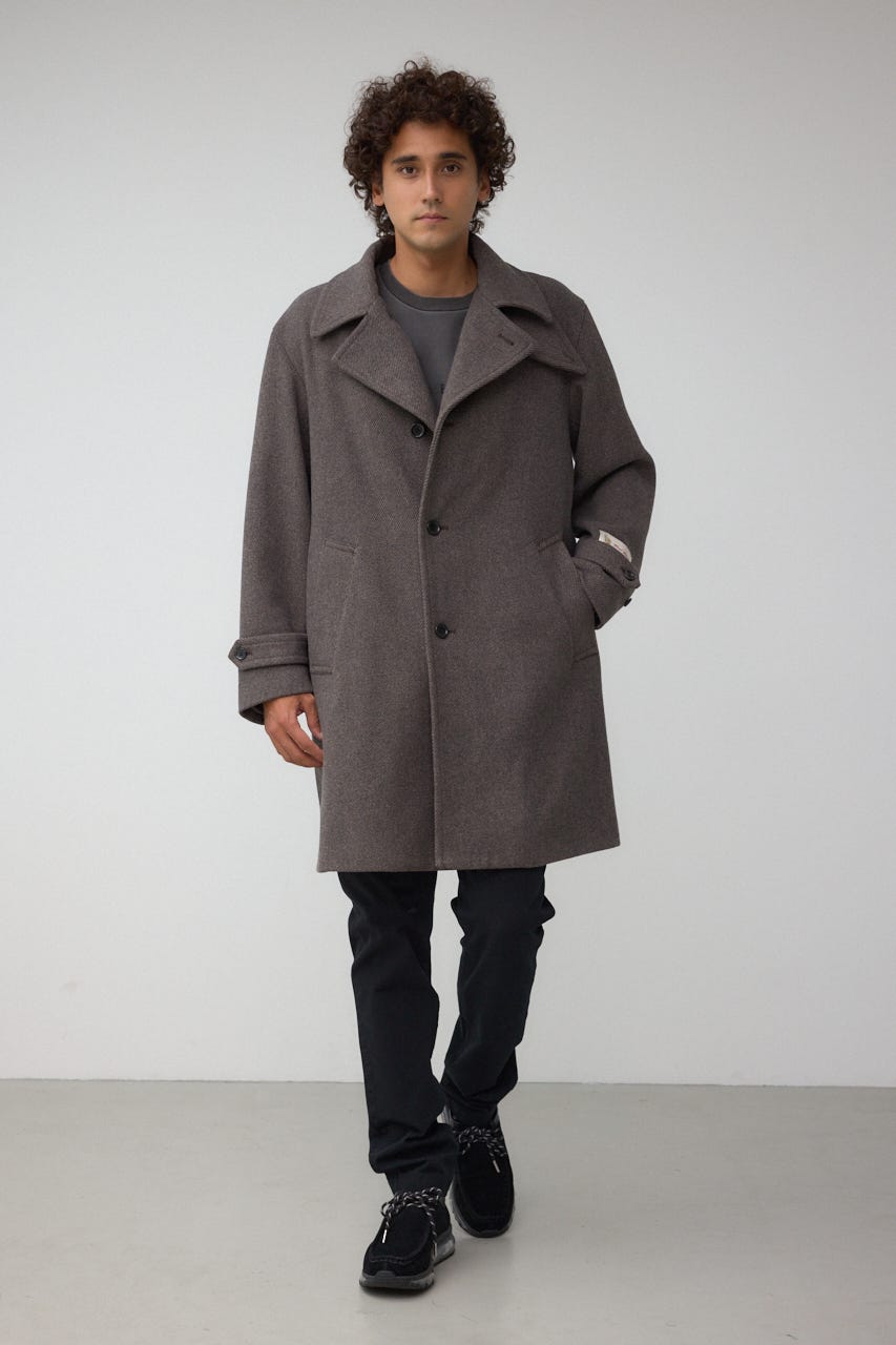 ウール混ステンカラーコート BRN L