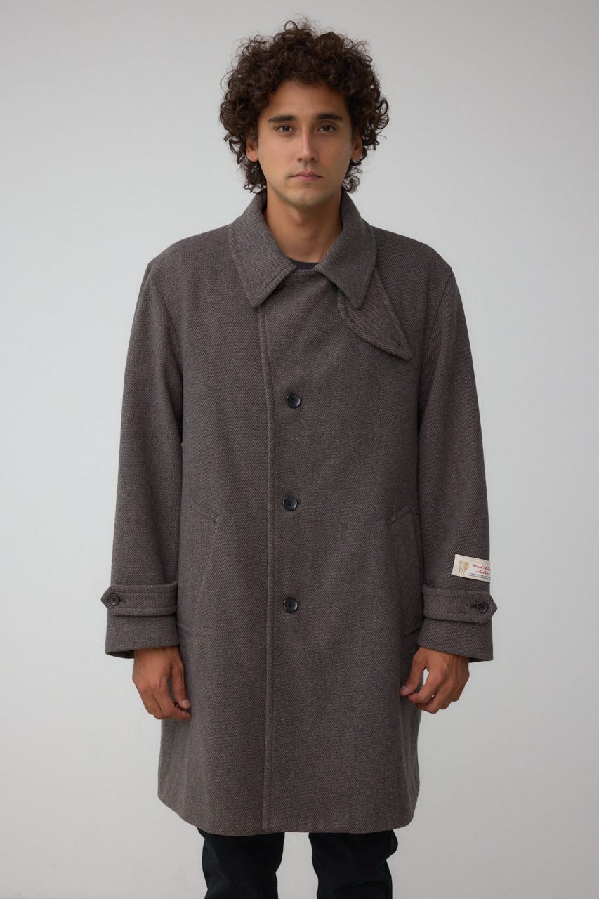 ウール混ステンカラーコート BRN L