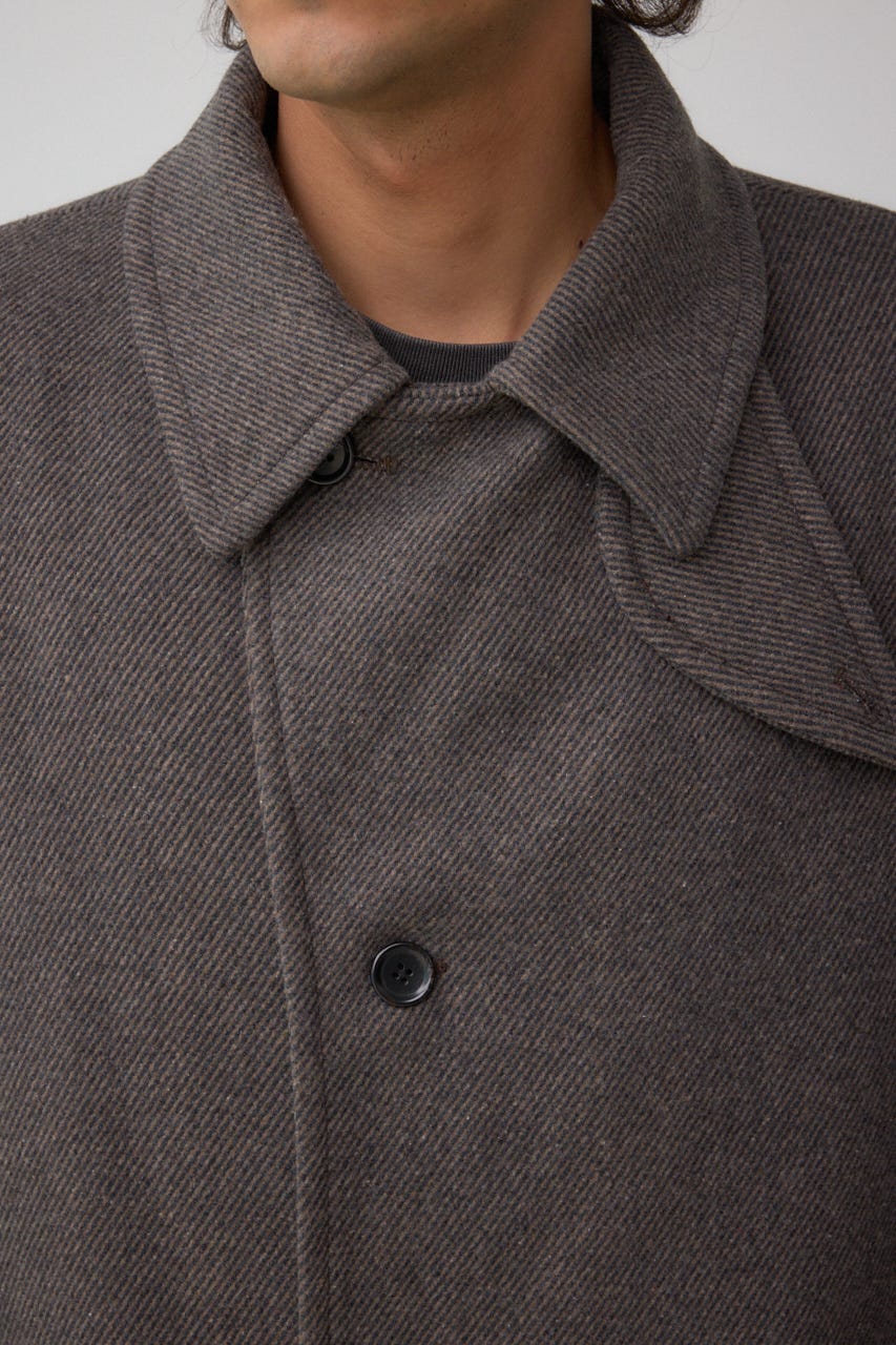 ウール混ステンカラーコート BRN L
