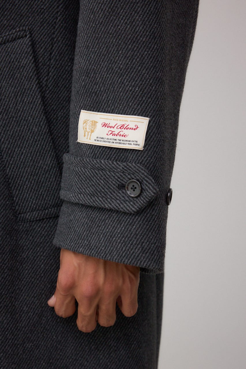 ウール混ステンカラーコート C.GRY M