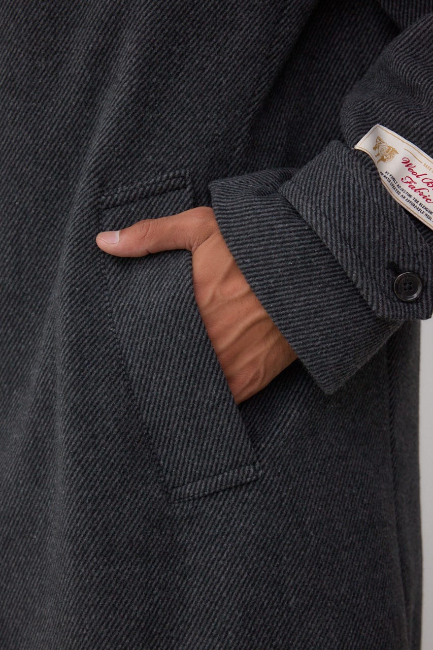 ウール混ステンカラーコート C.GRY M