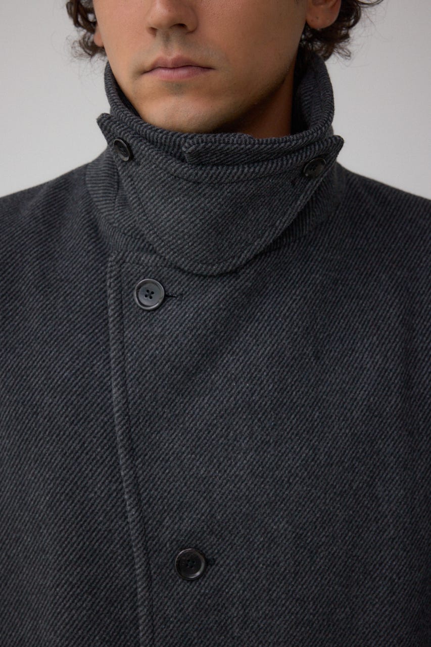 ウール混ステンカラーコート C.GRY M