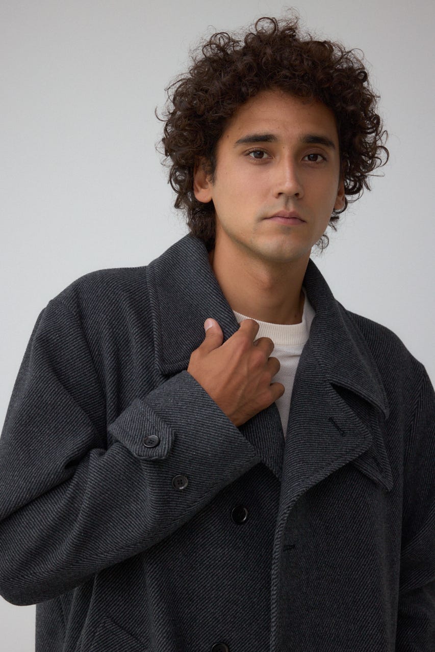 ウール混ステンカラーコート C.GRY M