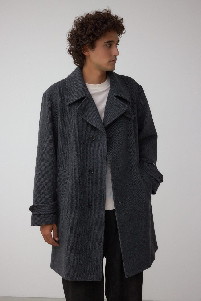 ウール混ステンカラーコート C.GRY M
