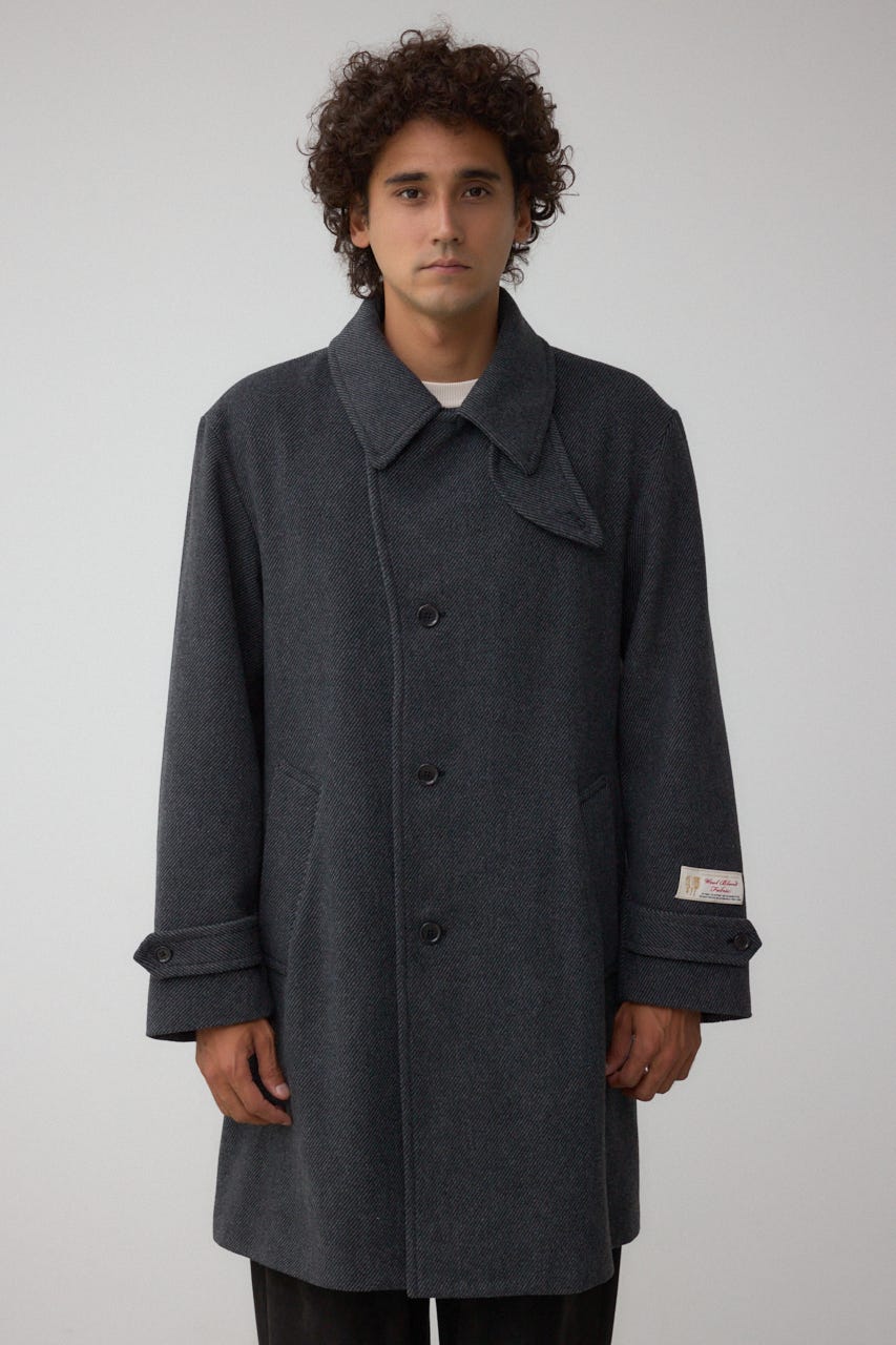 ウール混ステンカラーコート C.GRY M