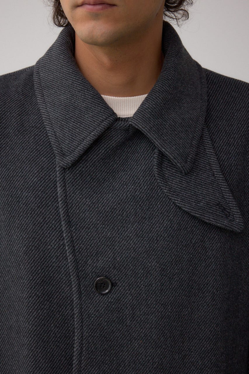 ウール混ステンカラーコート C.GRY M