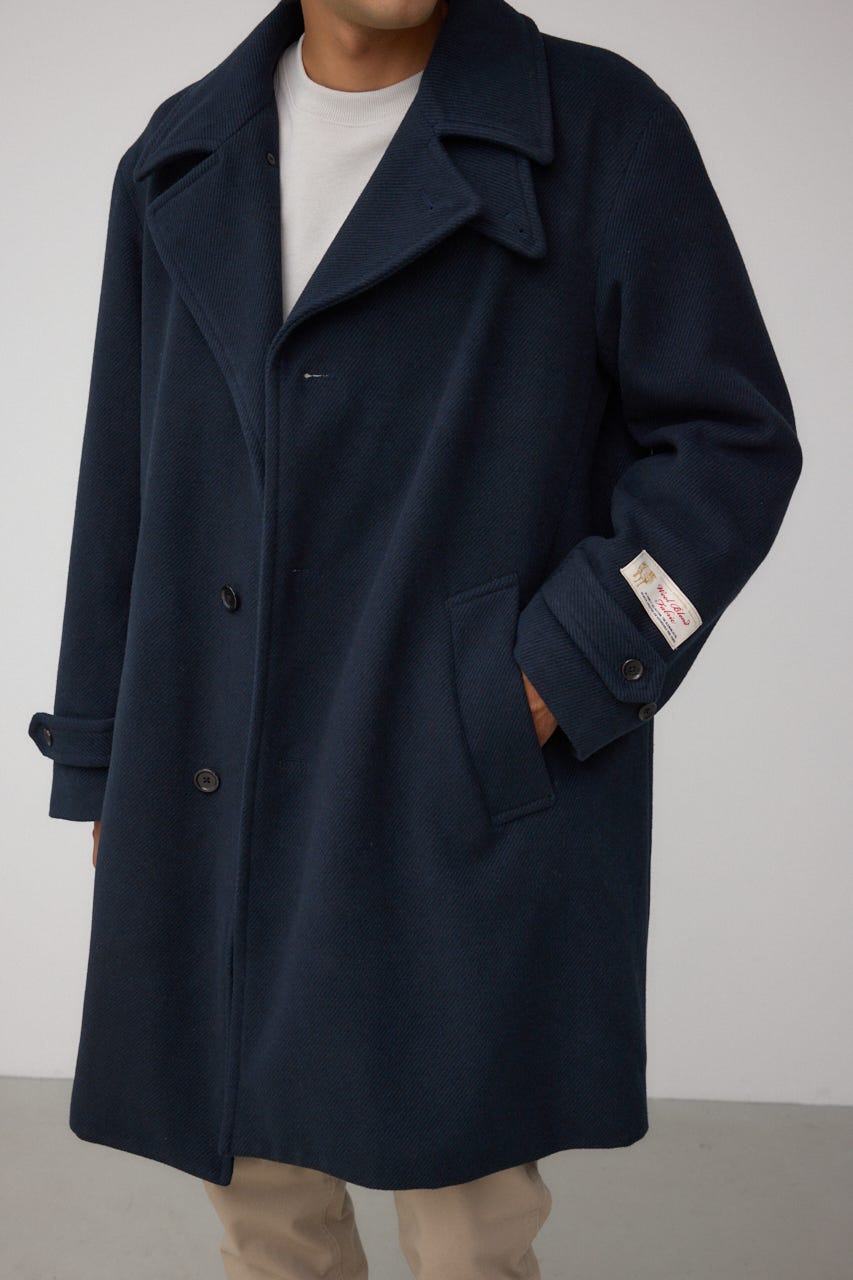 ウール混ステンカラーコート D/NVY M