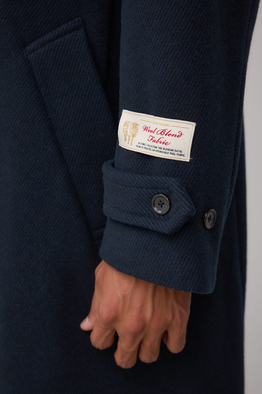 ウール混ステンカラーコート D/NVY M