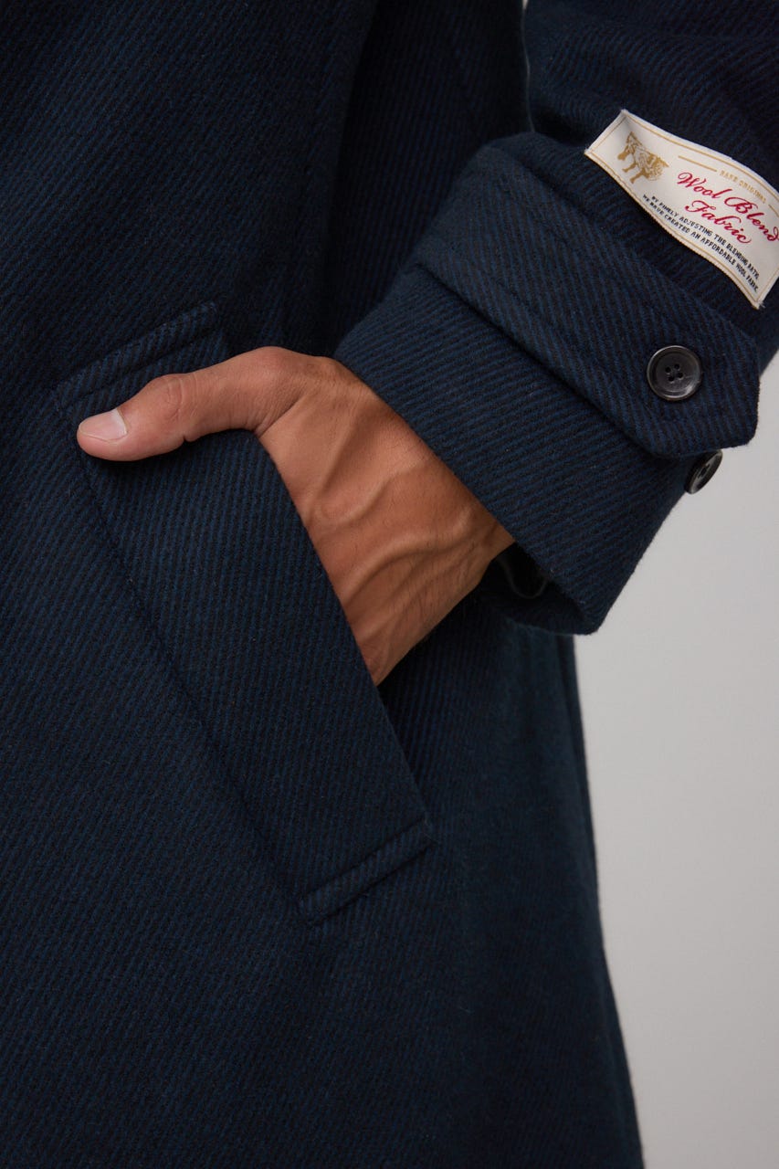 ウール混ステンカラーコート D/NVY M