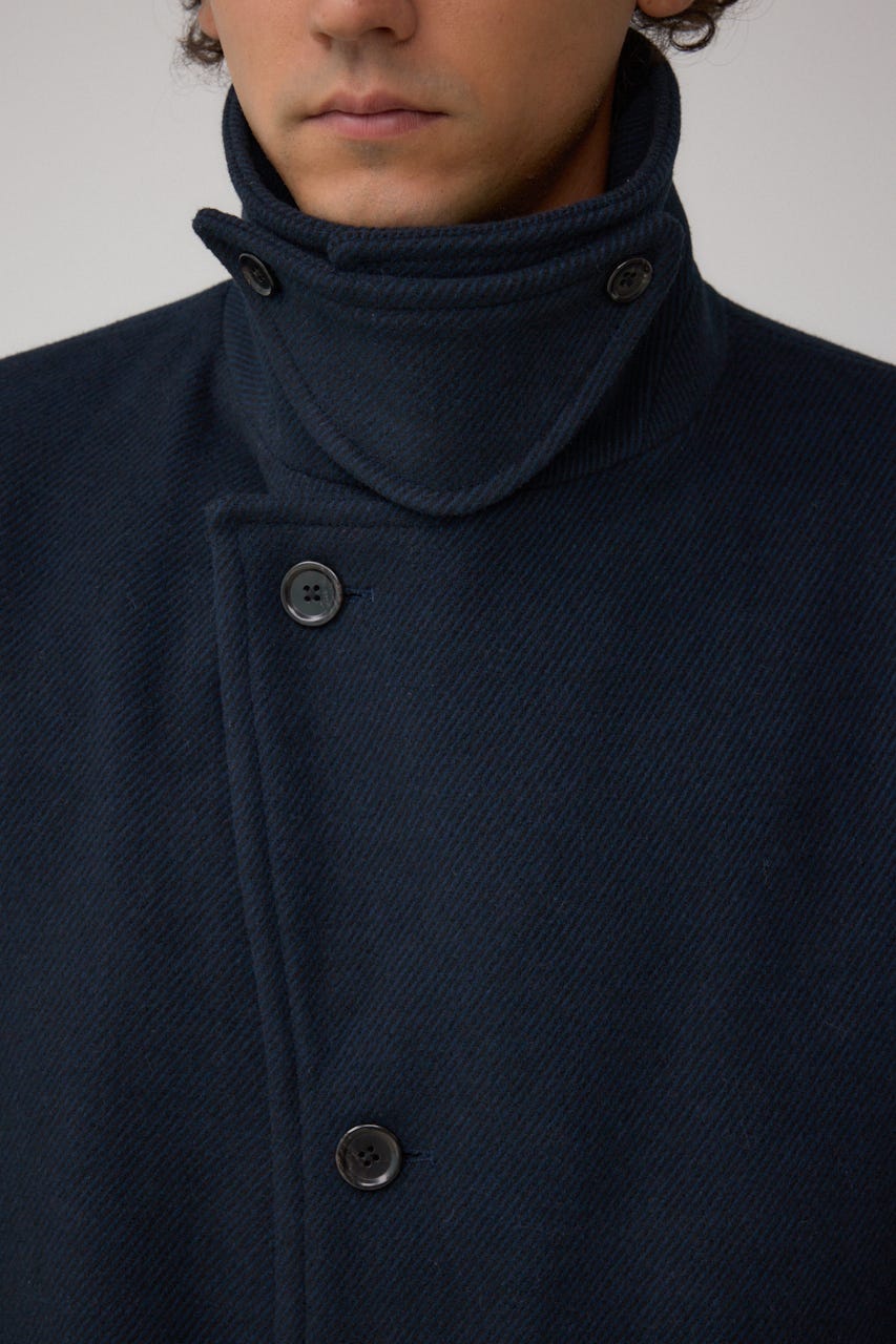 ウール混ステンカラーコート D/NVY M
