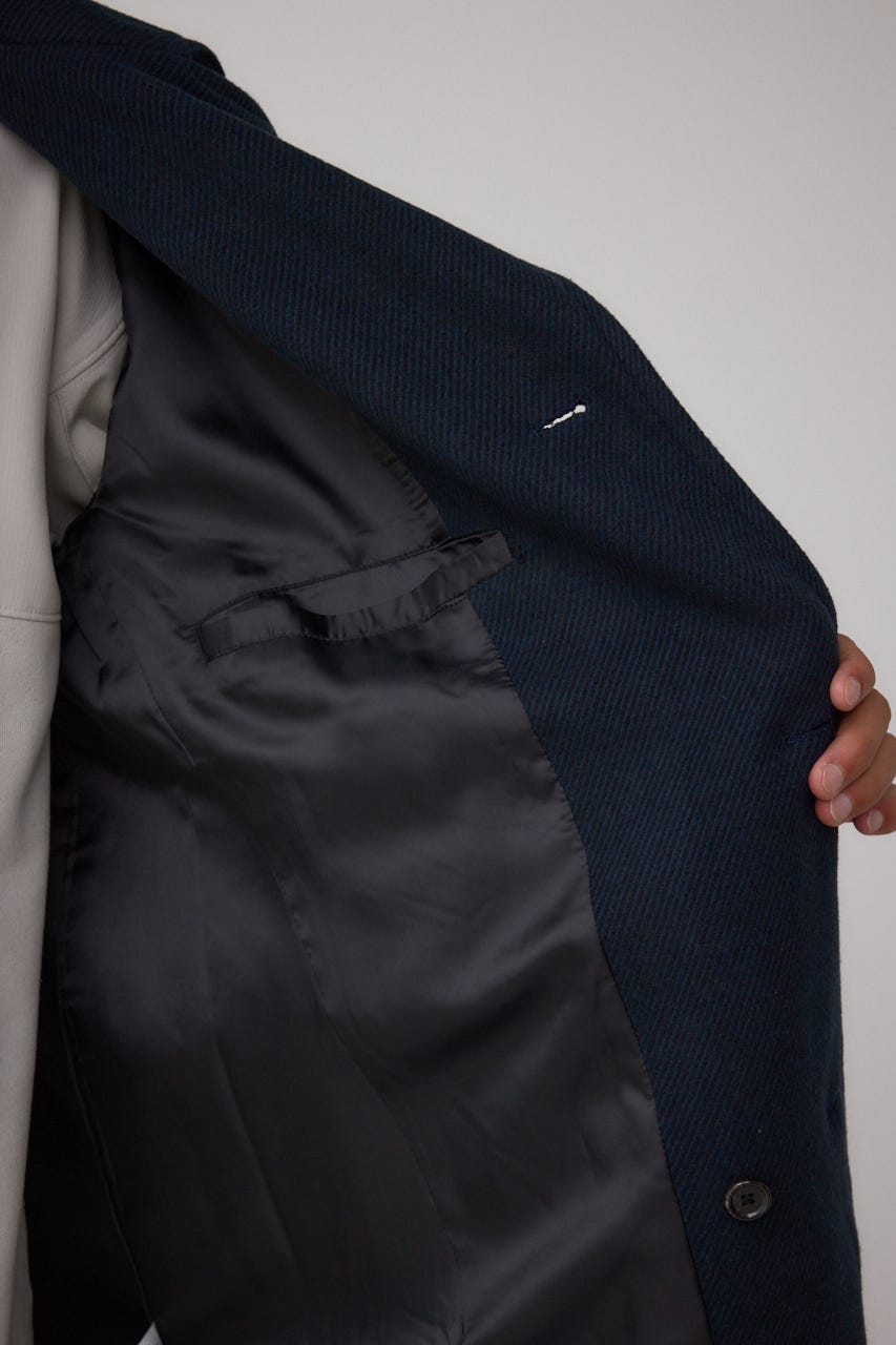 ウール混ステンカラーコート D/NVY M