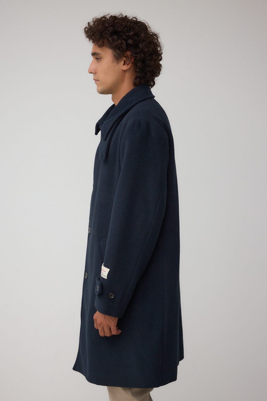 ウール混ステンカラーコート D/NVY M