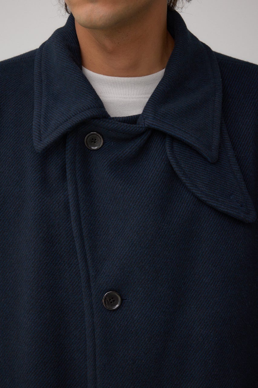 ウール混ステンカラーコート D/NVY M