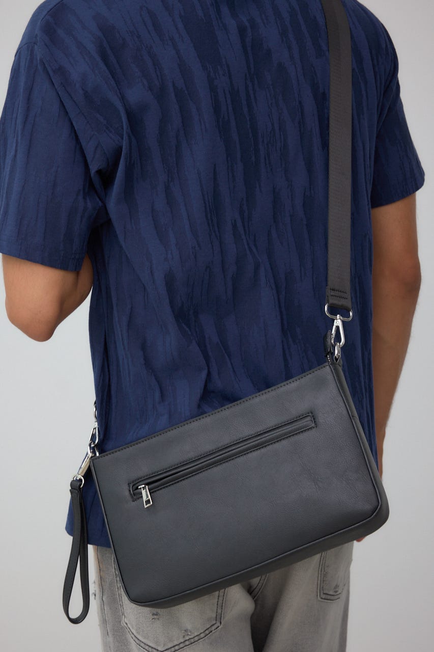 ヴィンテージフェイクレザーショルダーバッグ BLK FREE