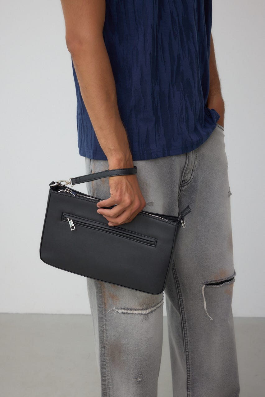 ヴィンテージフェイクレザーショルダーバッグ BLK FREE