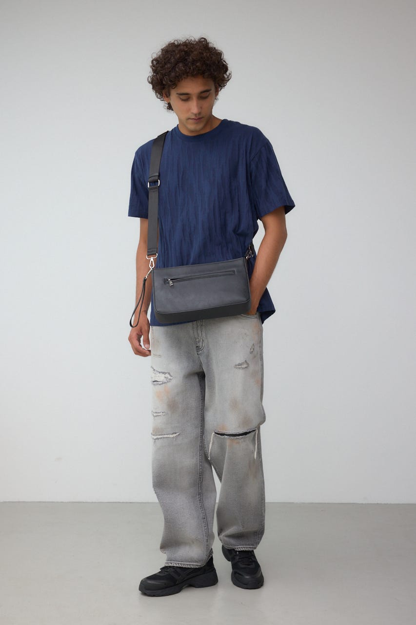 ヴィンテージフェイクレザーショルダーバッグ BLK FREE