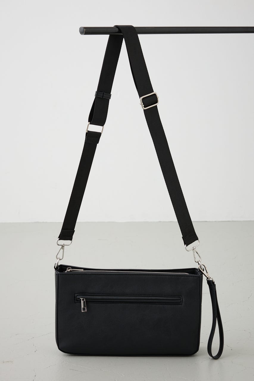 ヴィンテージフェイクレザーショルダーバッグ BLK FREE