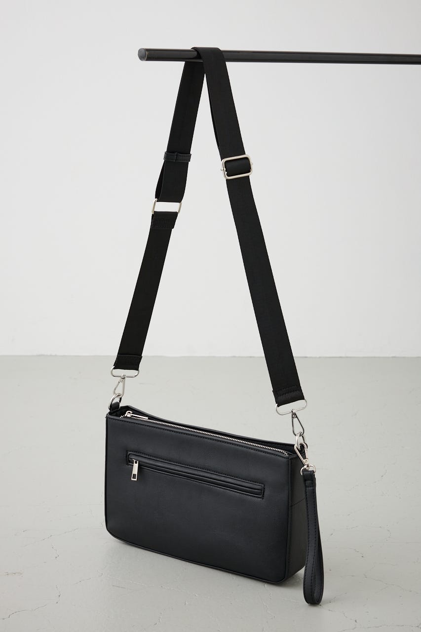 ヴィンテージフェイクレザーショルダーバッグ BLK FREE